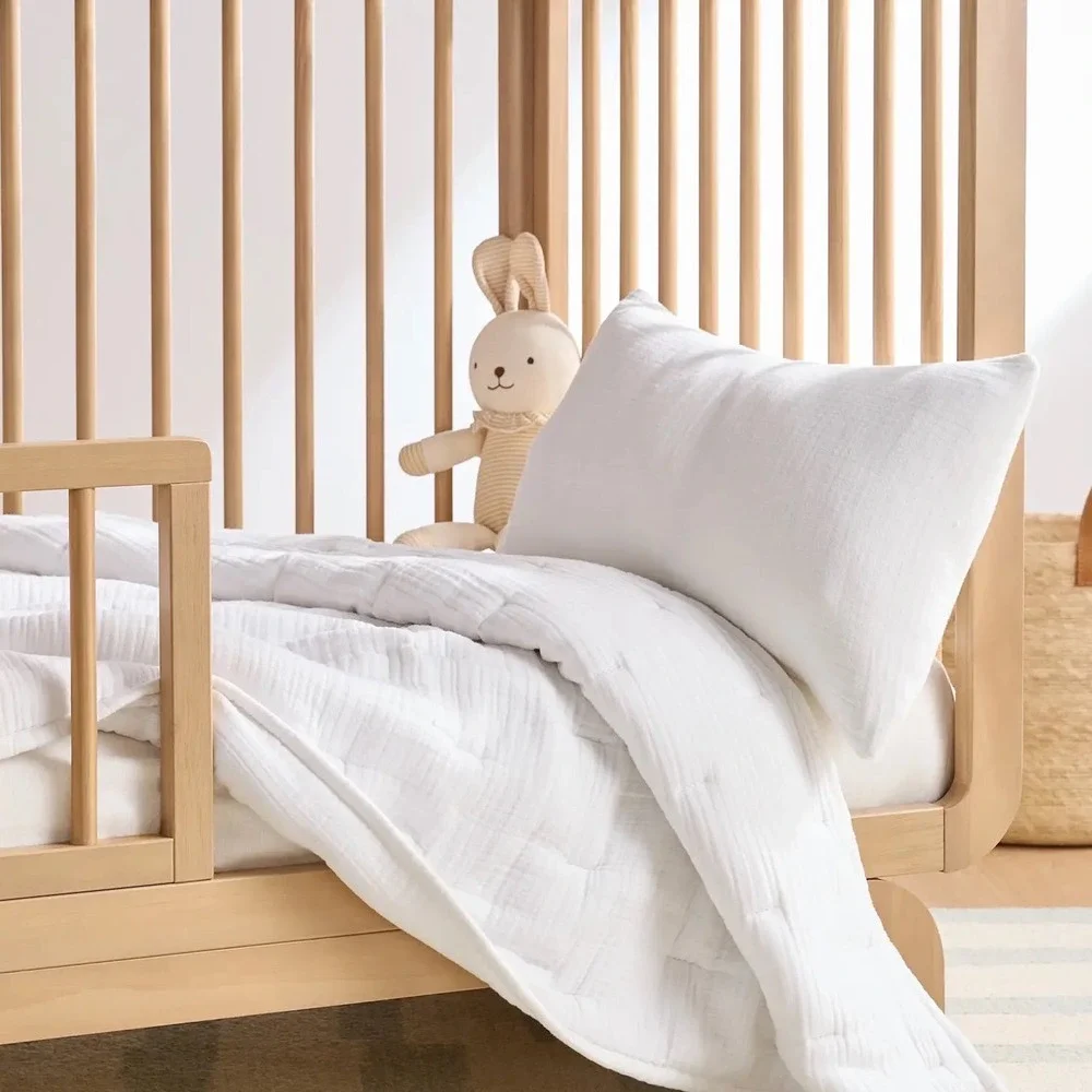 NEW Quince Organic Cotton Gauze Toddler Quilt Blanket White Nursery Kids Bedding